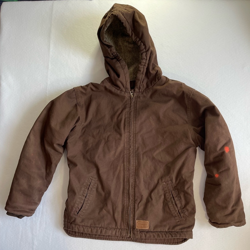 Schmidt Youth Sherpa Lined Jacket XL(14-16) Brown Cotton Full Zip Outdoors